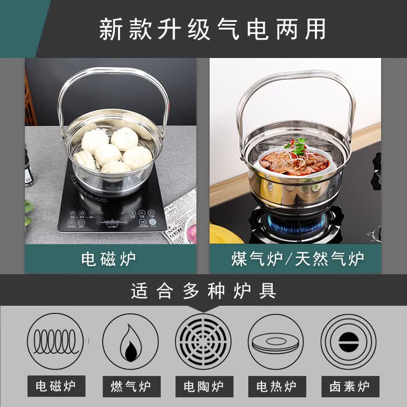 格太太304不锈钢加厚节能锅汤蒸锅焖烧锅保温锅炖肉煮粥熄停免火再煮锅 普通款6.8L本色无赠品 25cm