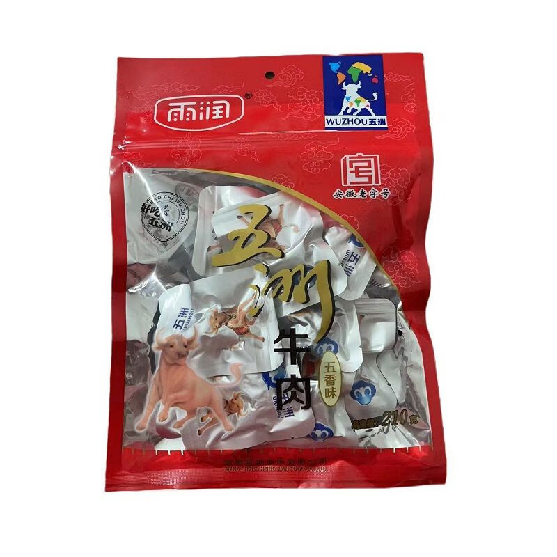 五洲牛肉五香香辣散裝鹵味真空小包亳州特產(chǎn)熟零食即食210g醬牛肉 210g*1袋【五香小塊鹵牛肉】