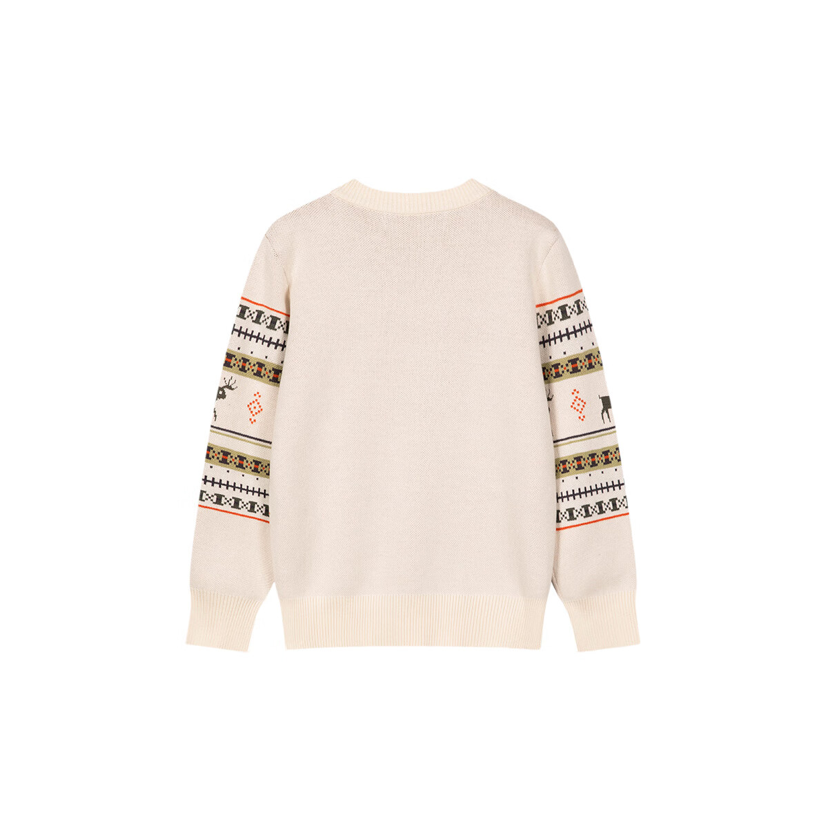 暇步士（Hush Puppies）童装儿童男女大童2025冬季新款圣诞节日系列童趣小鹿套头舒适线衣 奶油色 140 cm