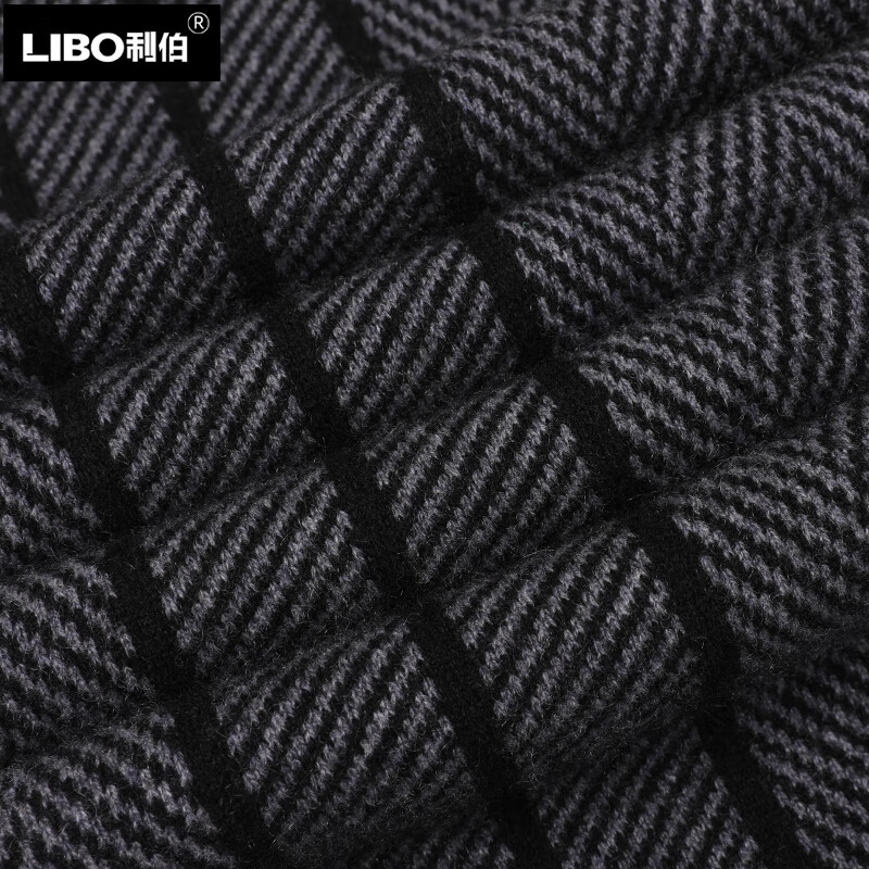 利伯100%纯山羊绒围巾男士冬季新款加厚保暖围脖送爸爸生日礼物礼盒装 黑灰【9905】 180X30CM