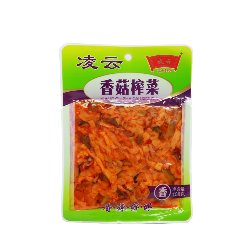 凌云[陕西老字号]香菇榨菜开胃咸菜腌菜酱菜方便早餐小菜前菜108g