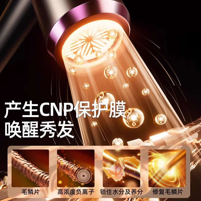 小米宝宝系列吹风机宿舍静音蓝光负离子家用大功率不伤发电吹风 渐变粉【1200W】大风力+双层隔热