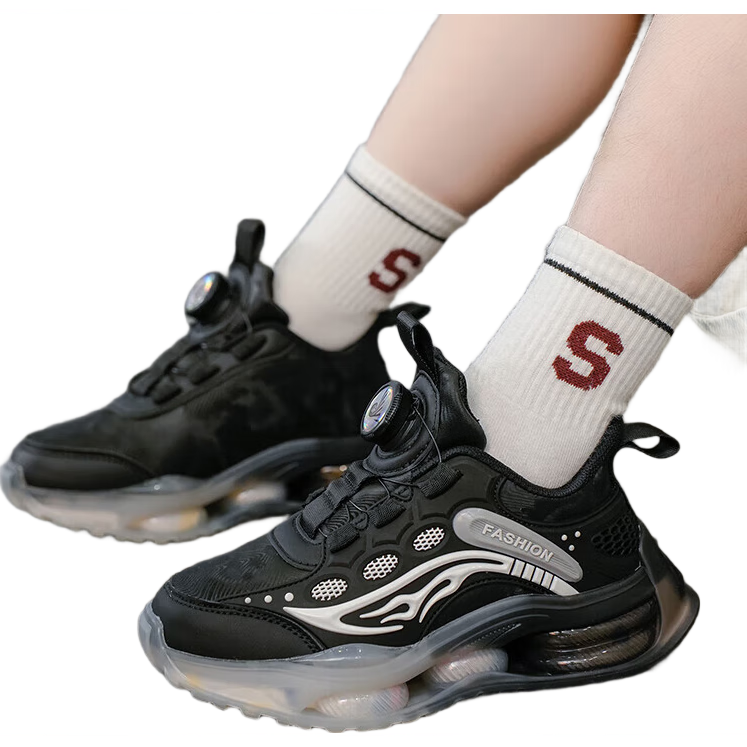 男童鞋子春秋季运动鞋2025新款皮面防水防臭学生中大童儿童跑步鞋 601/黑白色 【防水皮面】 33 码(内长21.3cm)