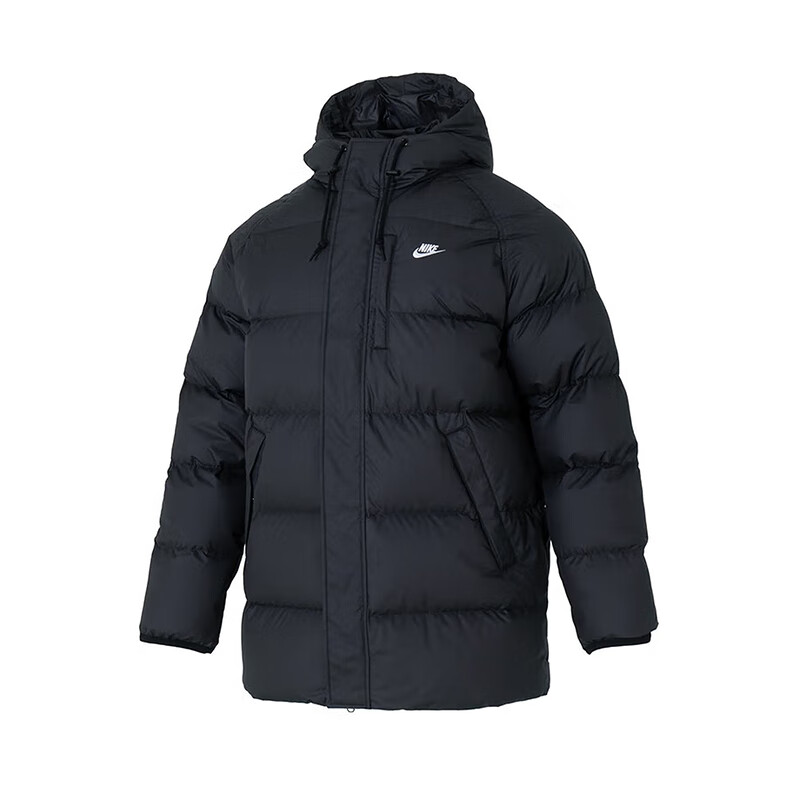 耐克（NIKE）男子羽绒服 25冬新款刺绣保暖抗寒连帽运动休闲短款夹克外套 IB2974-010 XL