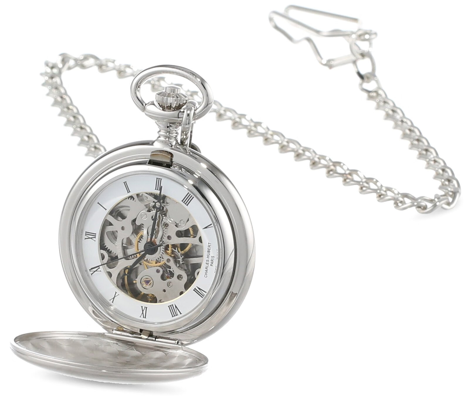 Charles-Hubert, ParisCharlesHubert Paris 缎面机械怀表 Silver 0.59*0.59*0.59 inches