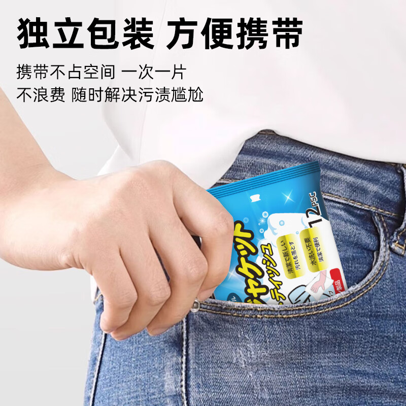 洁护雅日本羽绒服免水洗清洁湿巾衣物神去污去油渍干洗器应急独立装湿巾 【10包】120片