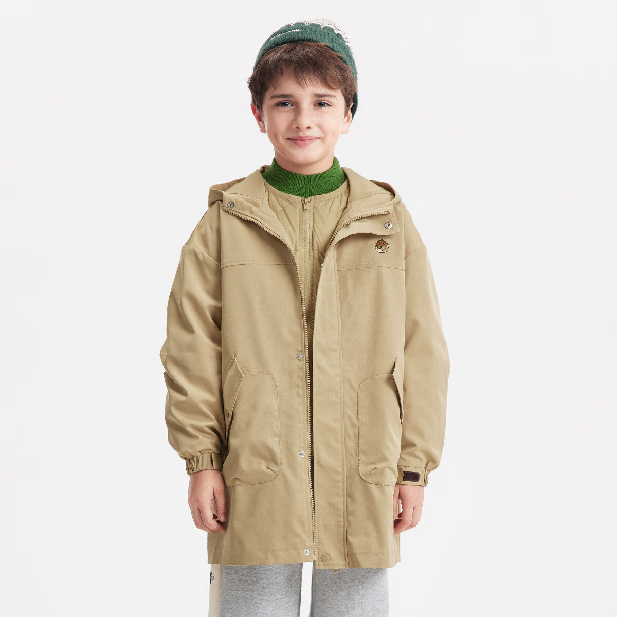 马骑顿（MQD）【一衣三穿】童装男童冬装新款儿童中长款羽绒服 卡其色 150 充绒量44g