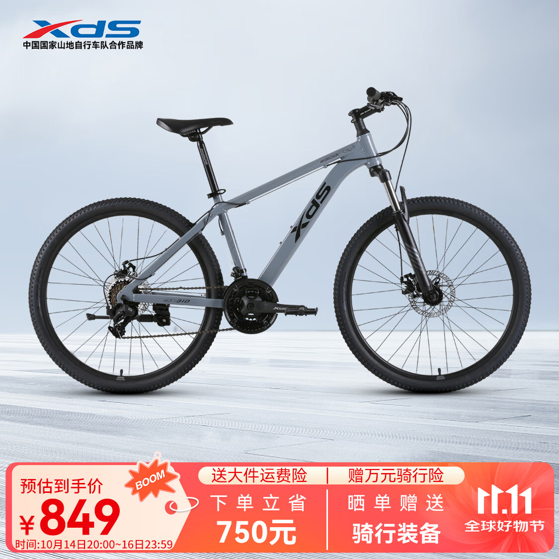 喜德盛（xds）山地自行车旭日310铝合金车架21速入门通勤成人单车 石岩灰17