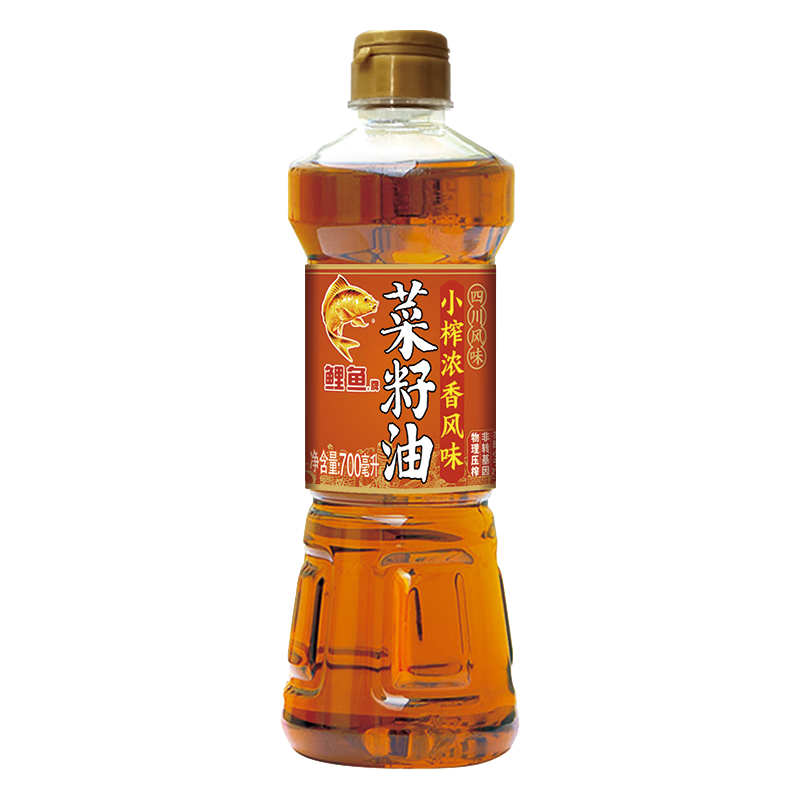 鲤鱼四川小榨浓香菜籽油700ML 正宗四川菜籽油 1瓶