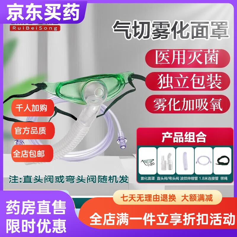 瑞貝松(RuiBeiSong)成人老人氣切霧化面罩家用霧化器配件通用 霧化杯可調(diào)霧量 氣切面 氣切面罩X1套