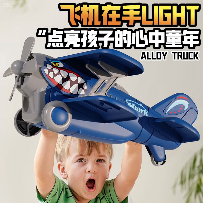 卓越优趣超大号拼装飞机模型儿童玩具3-6岁滑行惯性行驶耐摔车男孩礼物 超大号滑行滑翔机