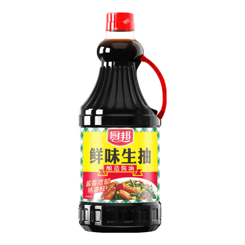 廚邦鮮味生抽1.25L黃豆釀造醬油調味品家用調料涼拌炒菜廚房上色 廚邦鮮味生抽1.25l*1