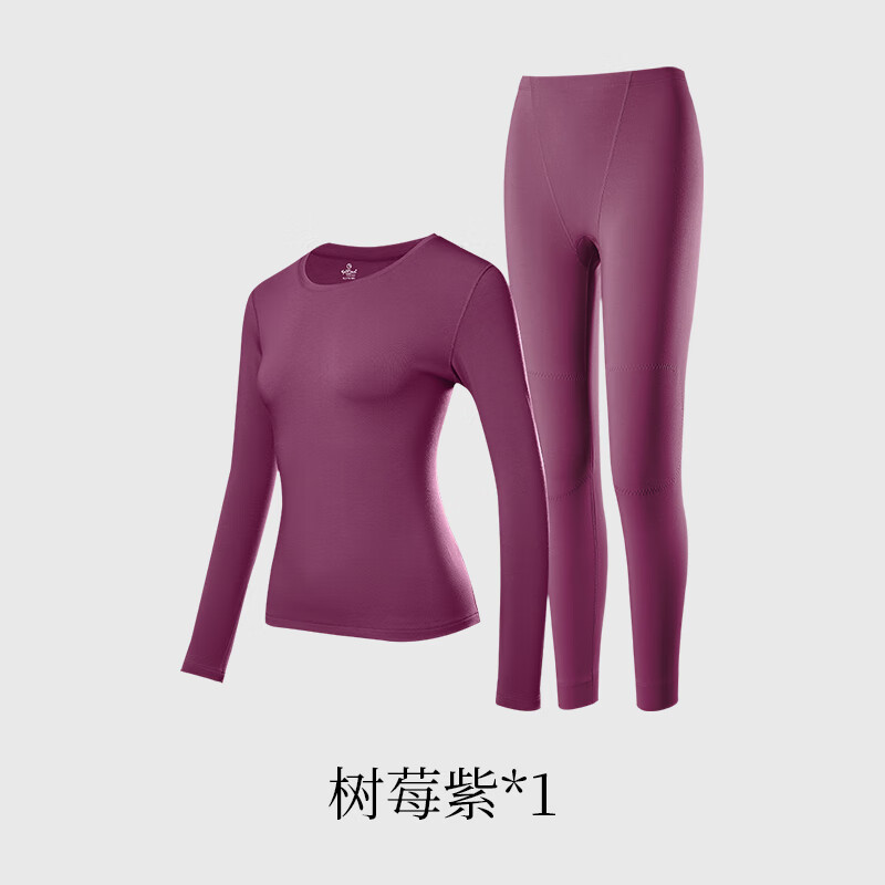 金利来男士保暖内衣男绵羊毛加绒加厚中高领冬季防寒发热秋衣秋裤套装 女-350g中厚102-树莓紫 2XL