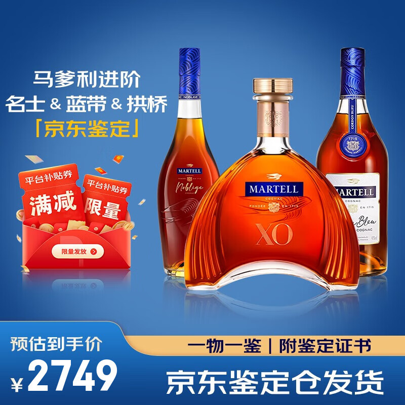 馬爹利（Martell）XO+VSOP進(jìn)階組合  干邑白蘭地酒 洋酒烈酒 禮品酒 【XO+VSOP進(jìn)階組合】 700mL 3瓶