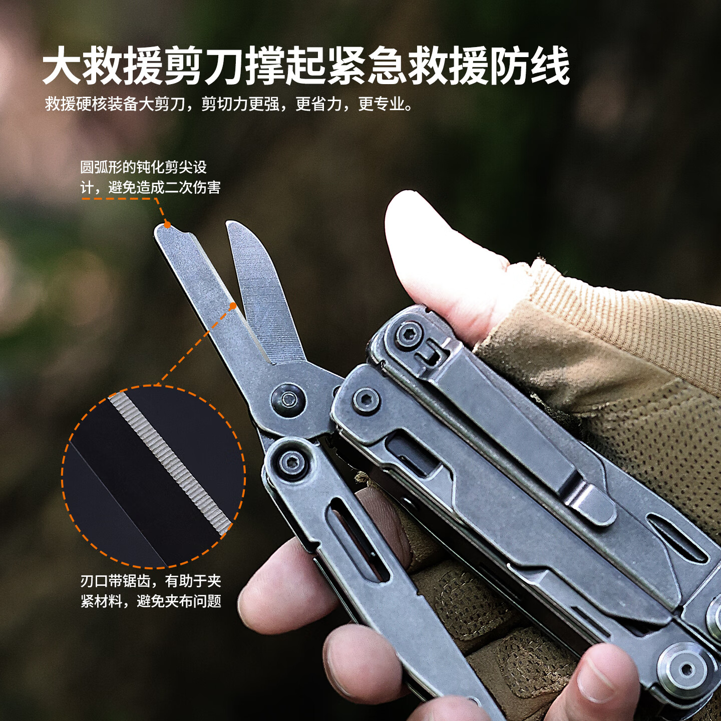 鸿丰鹰戈多功能钳户外战术折叠刀高硬度便携防身瑞士刀救援应急剪刀 GHK26鹰戈+5cr剪片