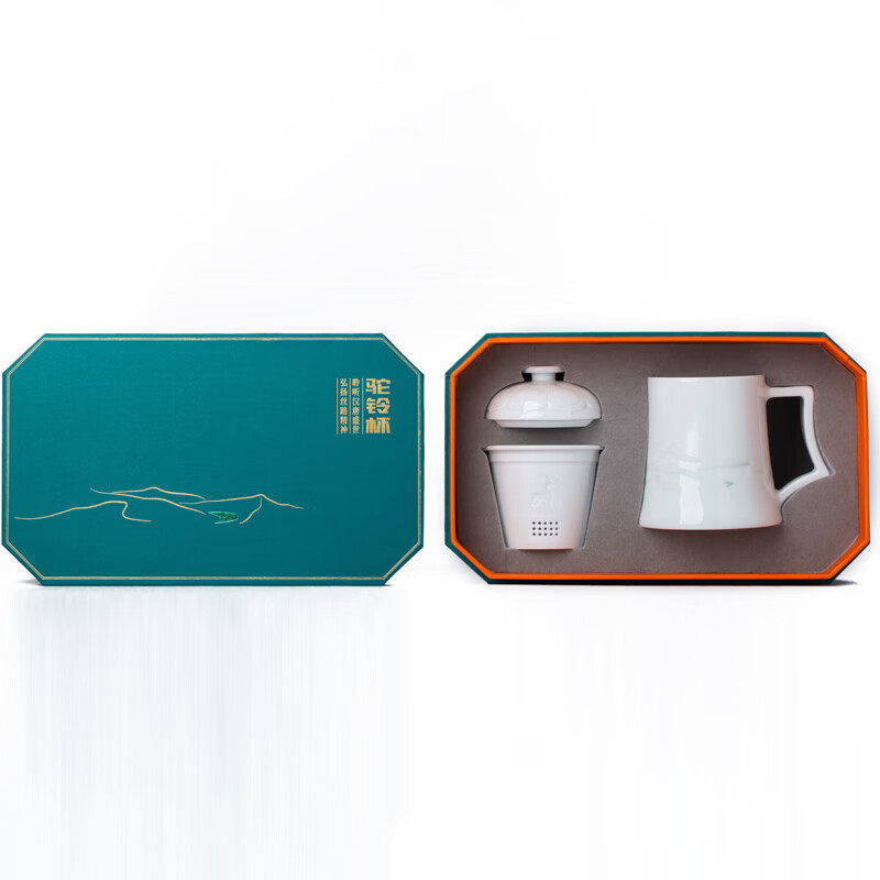 景德镇瓷办公杯茶水分离高档礼品创意茶杯丝路文创敦煌月牙泉鸣沙山