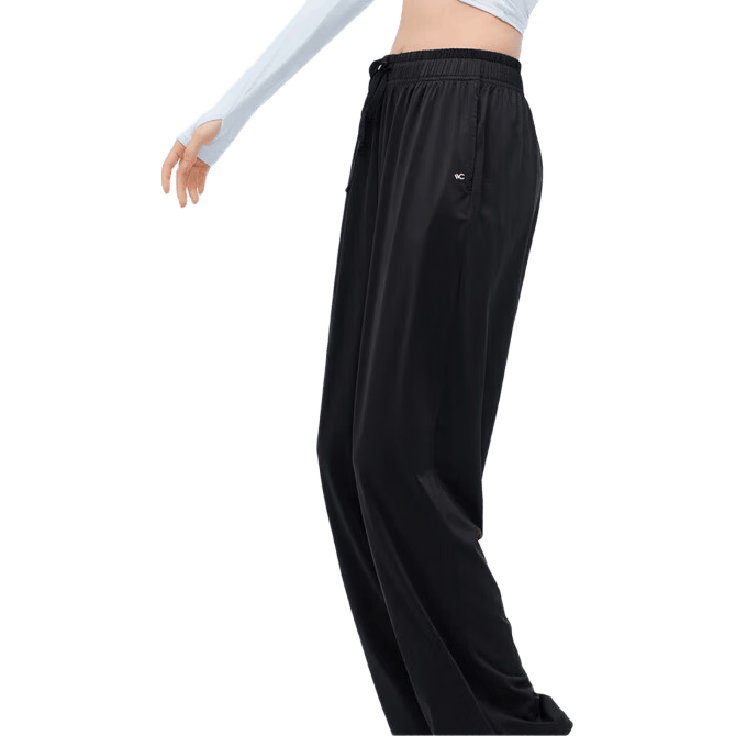 VVC防晒裤女冰丝垂感防晒裤女夏季宽松直筒阔腿裤 曜石黑 L