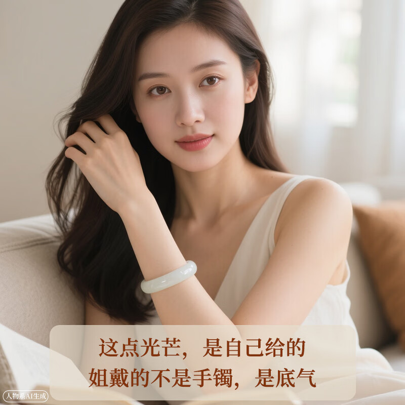 可玉可求中秋节礼物和田玉手镯 羊脂白玉镯子 寓意福满平安 亲朋好友礼物 【C3770】甄选款平安镯 53-54毫米