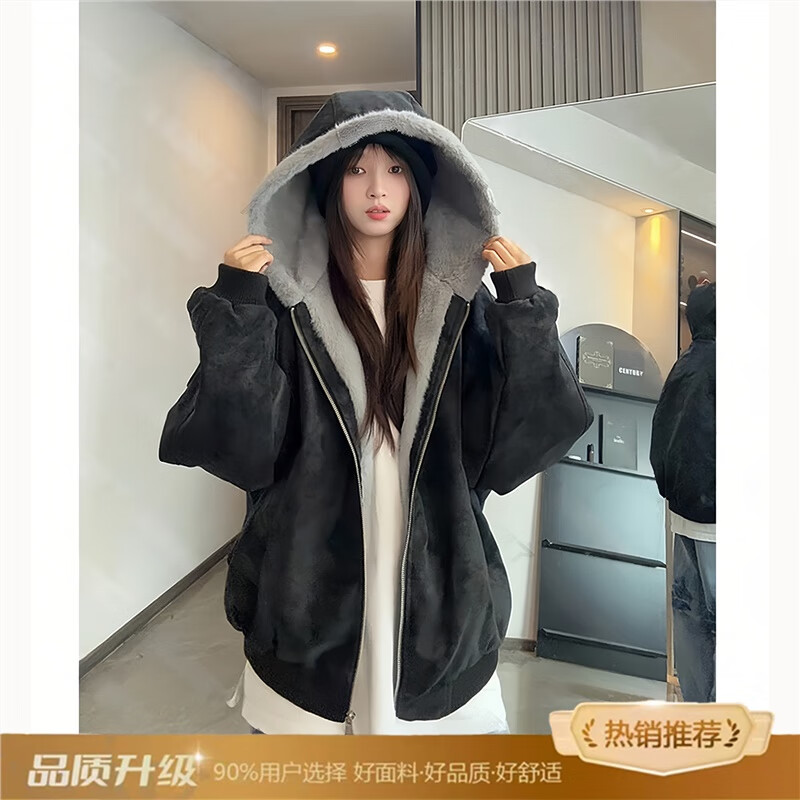 举风pu皮座山雕棉服男冬季加绒加厚连帽情侣外套美式三防毛领棉衣男 黑色【升级款】 95%用户选择 XL 【130-150斤】可穿