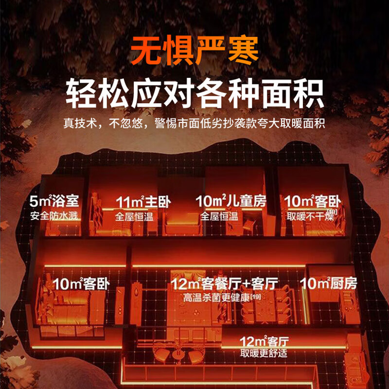 长城（CHANGCHENG）石墨烯踢脚线/取暖器家用/轻音暖风机/节能电暖器/电暖器大面积全屋移动地暖 超值机械款