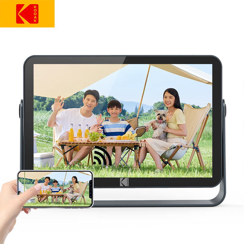 KODAK108V/109V 数码相框10.1英寸高清电子相册可充电触屏无线传输照片视频播放器 109V高级灰