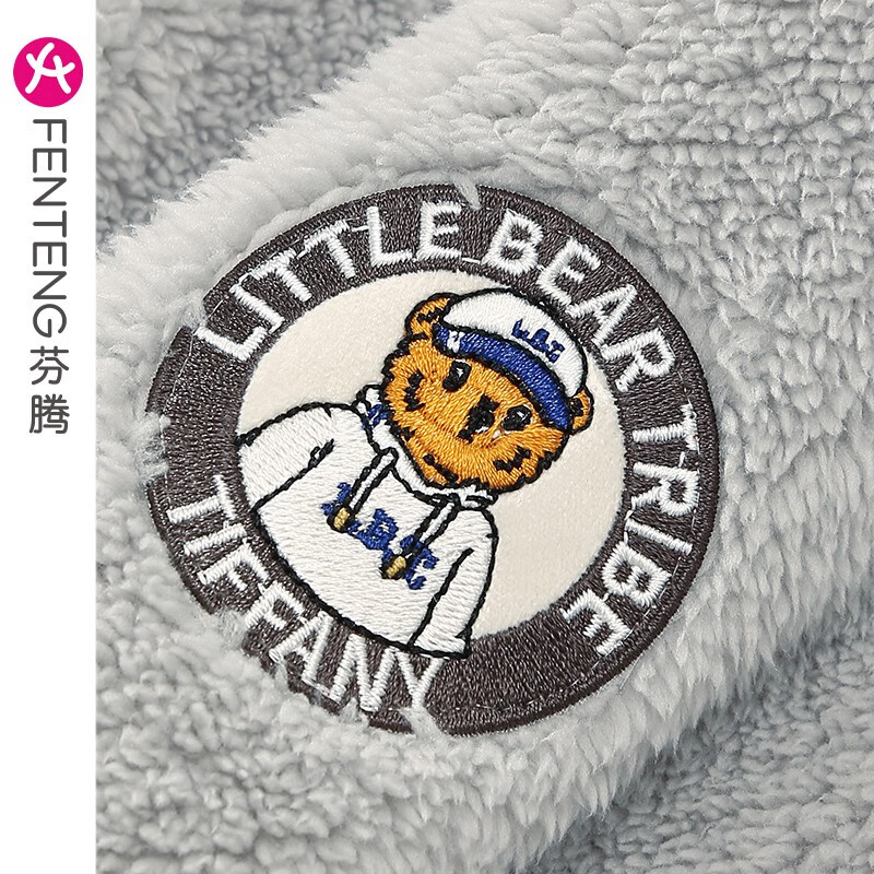 芬腾【羊羔绒】情侣睡衣女秋冬新款加厚珊瑚绒加大码家居服男套头套装 玛瑙灰【单男款】 2XL 建议:女145-160,男165-185斤