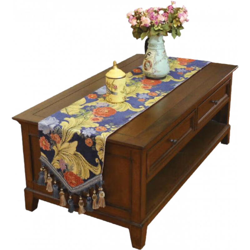 藍(lán)橡樹(shù)(Blue Oak) 美式茶幾桌旗電視柜餐桌桌布旗布桌巾歐式布藝床尾巾裝飾 金秋黃 桌旗33*260(適合200-220電視柜)