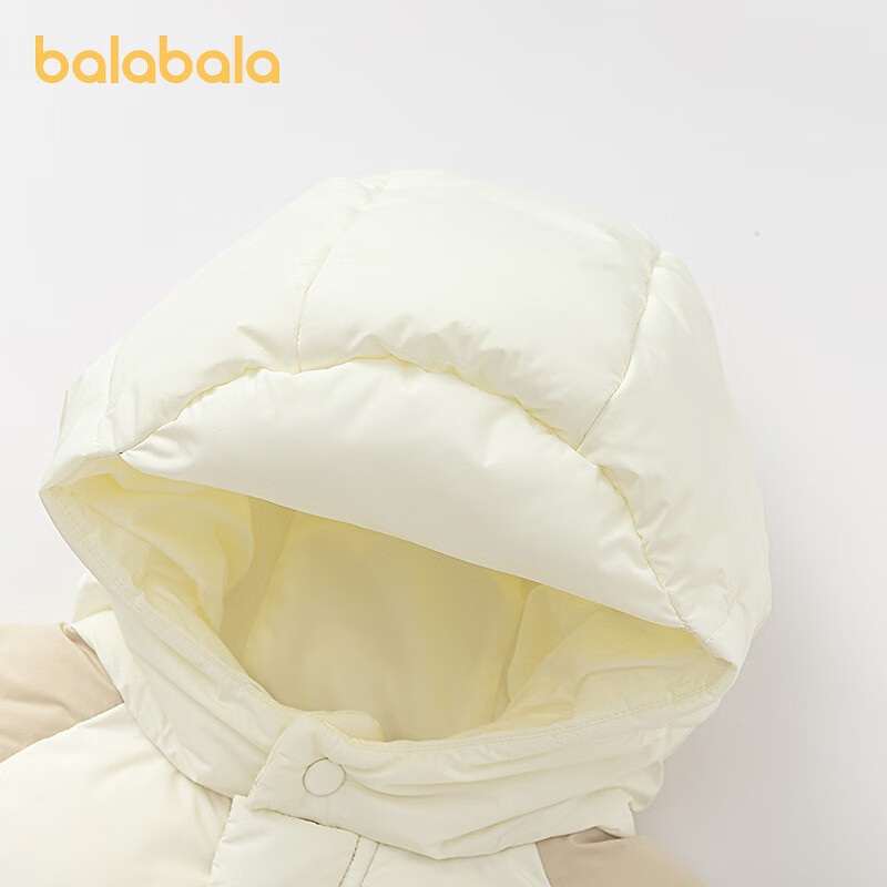巴拉巴拉（BALABALA）【商场同款】宝宝羽绒服男童装宽松连帽外套2025新款冬装 浅卡其50307-白鸭绒 80 充绒量52g