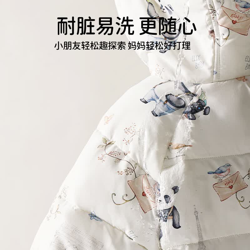ELLE BABY儿童棉服男女童外套秋冬加厚保暖宝宝棉袄绵柔亲肤上衣 草莓园 120 【推荐身高120cm-110cm】
