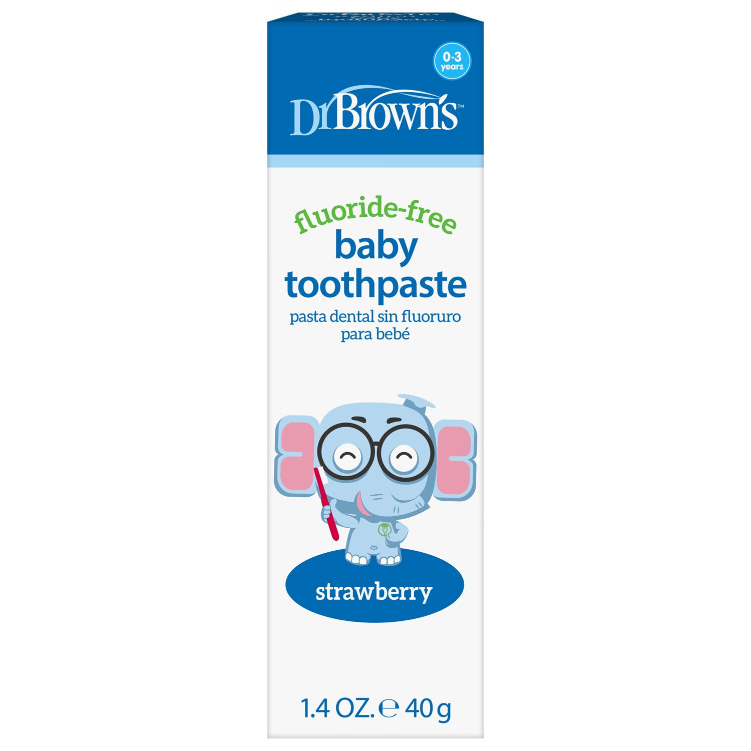 布朗博士儿童牙膏 无氟木糖醇配方防龋齿 0-3岁宝宝婴儿 双口味 牙刷组合 护齿组合1-小象牙膏+小象牙刷