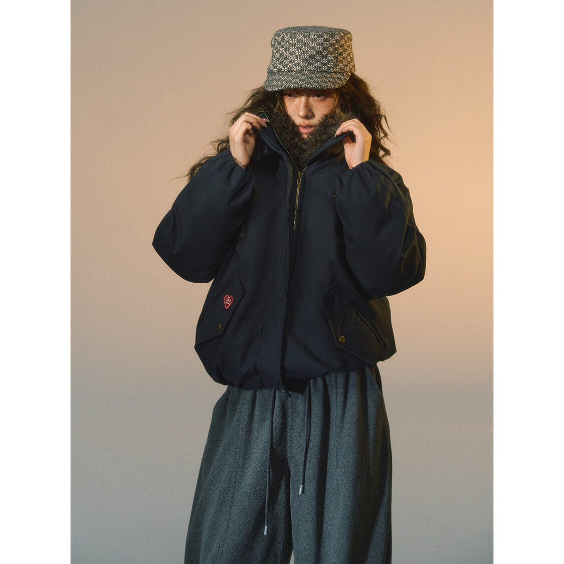 SOMESOWE 可拆卸毛领派克羽绒服保暖冬季新款 深咖色 M