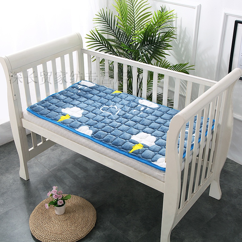 儿童床垫幼儿园宝宝小孩床 冬天保暖法兰绒午睡床褥床垫子 蓝天白云