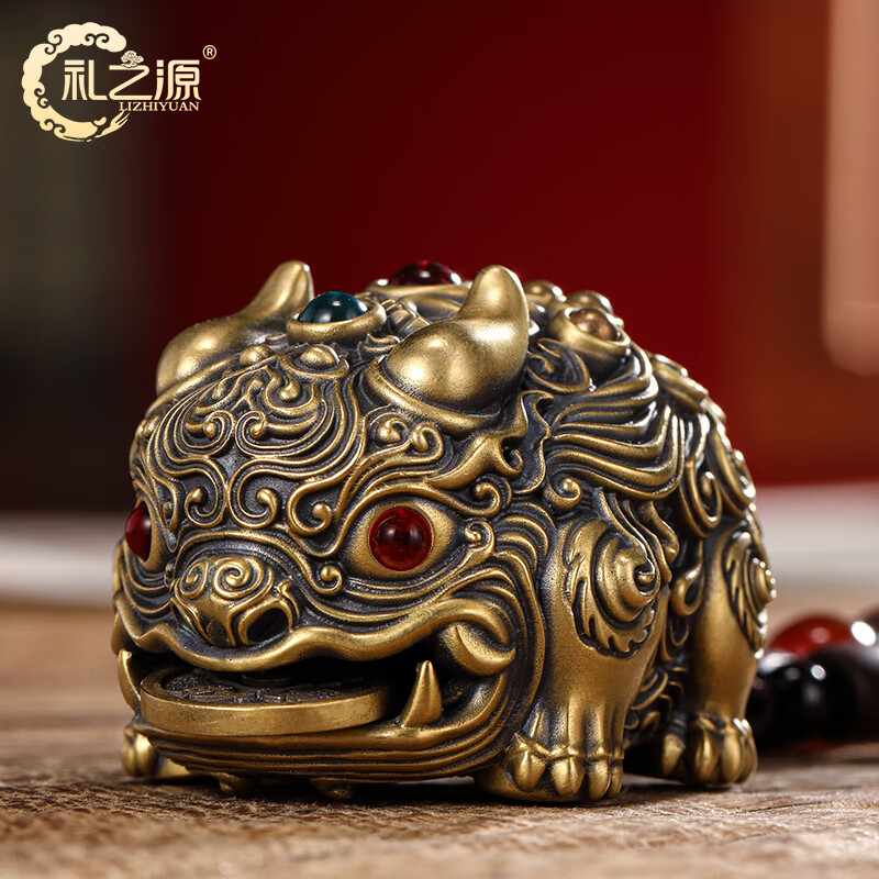 礼之源《时来运转 》全铜鎏金貔貅手把件铜工艺品包挂饰品手玩创意