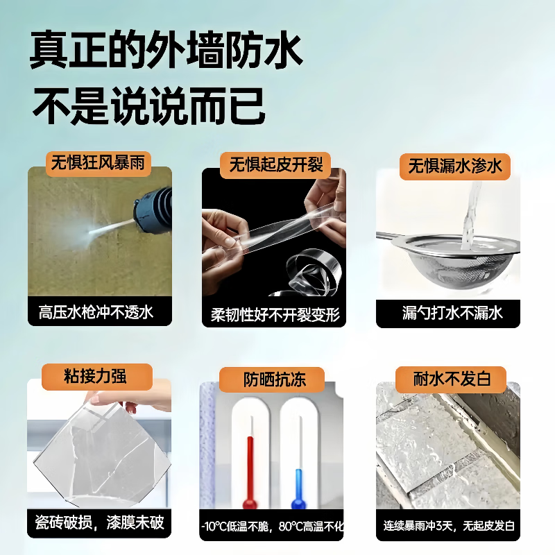 飒望德国透明防水胶屋顶外墙窗台渗水补漏胶耐晒抗冻卫生间免砸砖裂缝 【一刷止漏】1kg透明涂料 【屋顶/外墙裂缝/窗台/通用型】