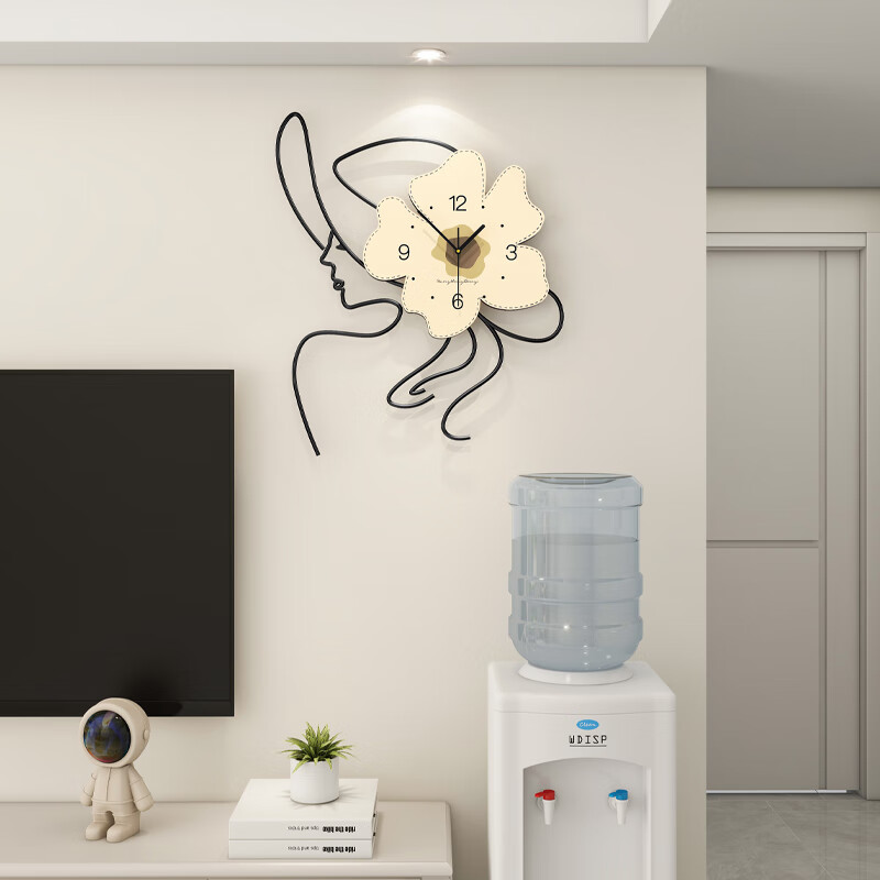 赟娅现代简约大气高级餐桌挂钟创意餐厅装饰时钟钟表客厅挂墙圣诞礼物 一路生花【48*57CM】