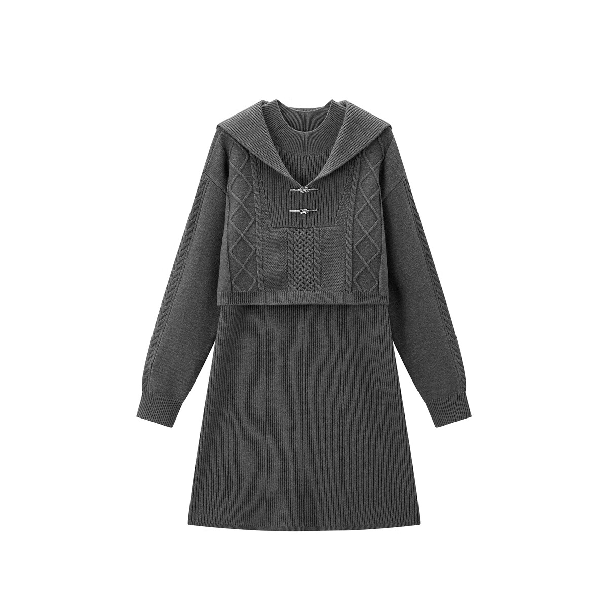 太平鸟中式连衣裙套装A1FCE4341 灰色 XL 170