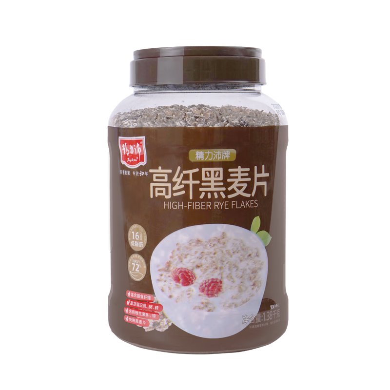 精力沛低脂高纖純黑麥片谷物非燕麥早餐沖飲即食原味138kg 高纖黑麥138kg