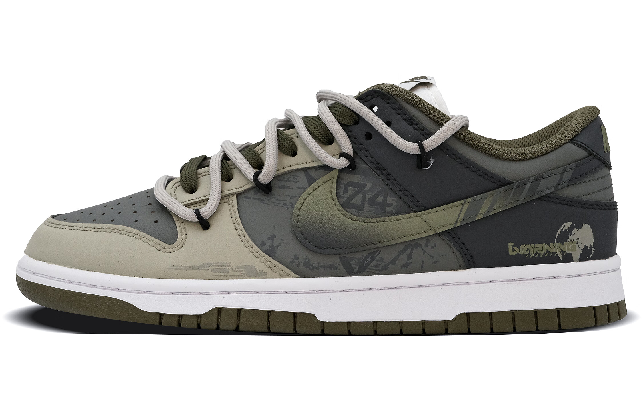 耐克（NIKE）【定制球鞋】 Dunk 野兔 星际探险家 机能 街头嘻哈 复古休闲 潮 绿灰色 35.5