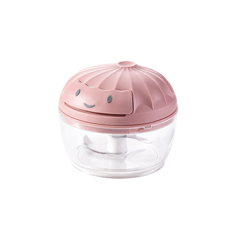 蒜泥手动搅蒜器厨房迷你捣蒜器拉蒜器大蒜肉沫辅食小型料理机 粉色小号