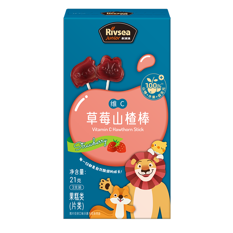 禾泱泱维C草莓山楂棒21g儿童宝宝零食富含膳食纤维水果条尝鲜装