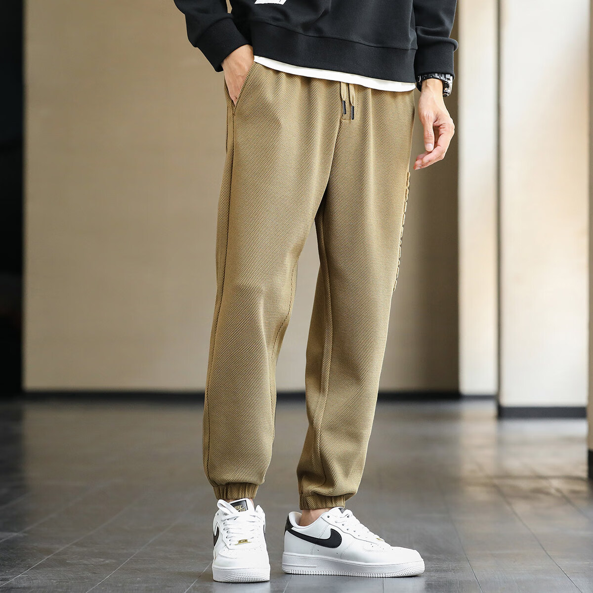 布衣传说休闲裤合集 微弹舒适亲肤百搭小锥形男式休闲裤 卡其10785 XL