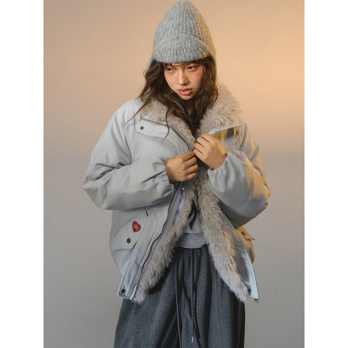 SOMESOWE 可拆卸毛领派克羽绒服保暖冬季新款 深咖色 M