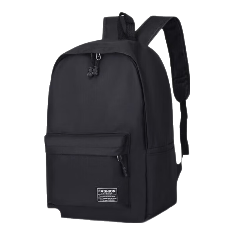 休闲书包男帆布简约双肩包男韩版背包男潮大容量中学生书包旅行包 标准款黑色（不能充电听歌）