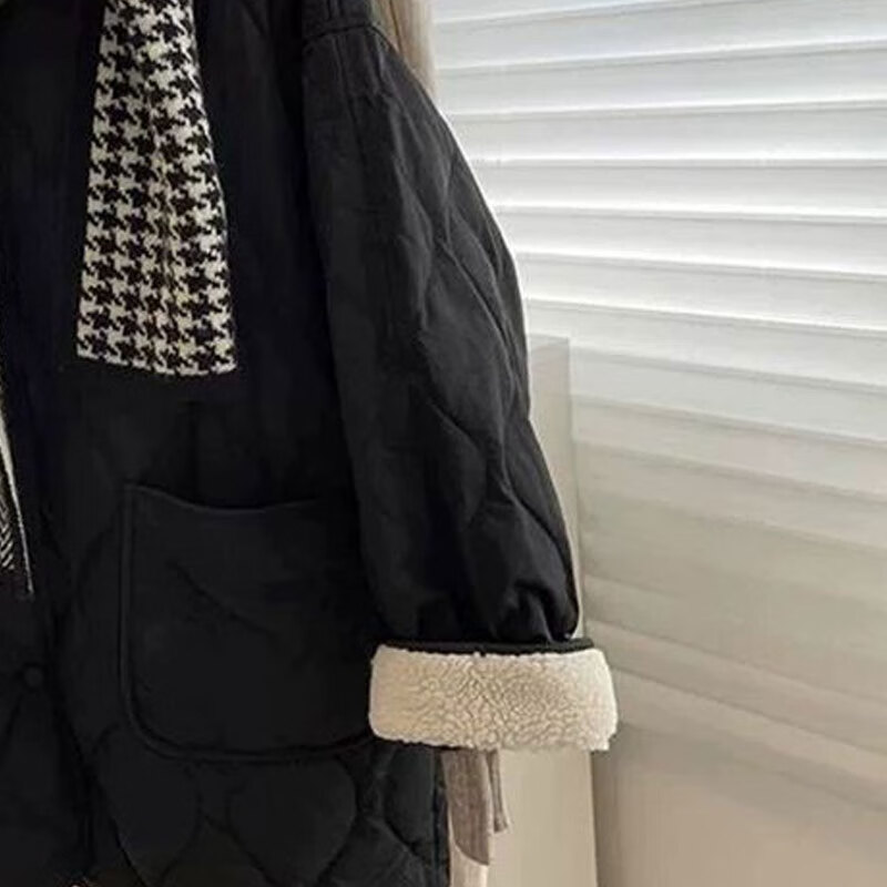 子牧棉麻2025冬装 女韩版百搭棉袄外套宽松小香风棉衣上衣