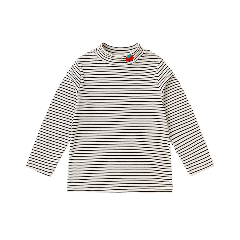 嘟嘟家儿童打底衫拜年服冬款宝宝长袖t恤冬装男童过年衣服女童新年童装 黑白系条纹 100