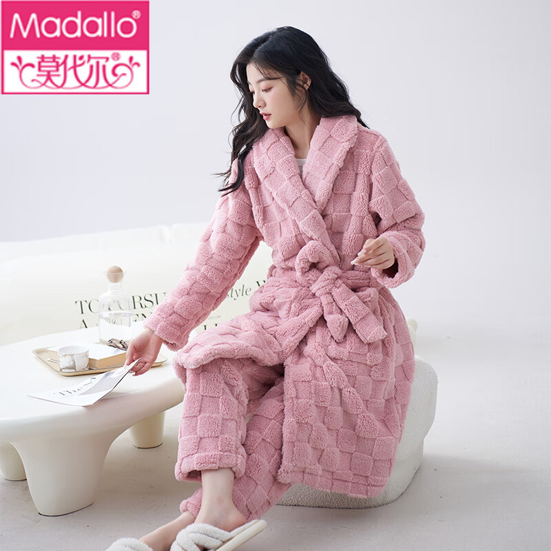 莫代尔女士睡衣女珊瑚绒2025新款秋冬加绒加厚保暖浴袍法兰绒家居服睡袍 主图款RK:528女 【睡袍+睡裤】 L (推荐100-120斤)