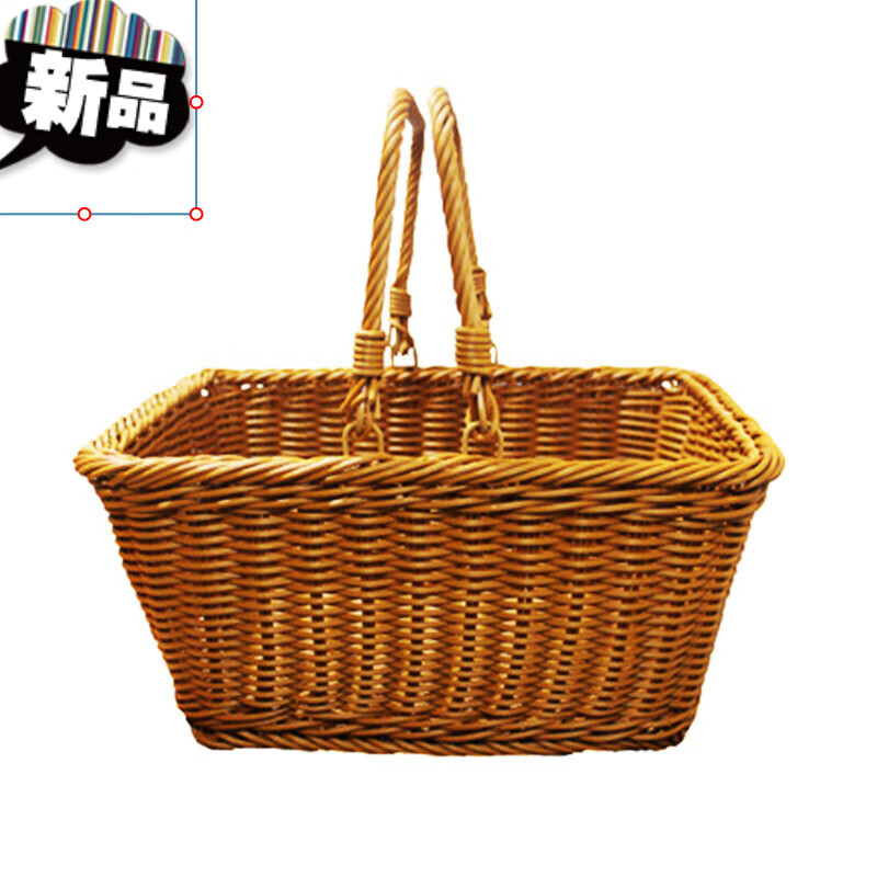 菜篮子手提编野餐篮ins户外春游藤编收纳篮田园手提篮购物篮采摘买菜