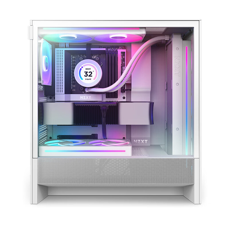 NZXT恩杰NZXT H5/H7/H9Flow RGB DIY電腦 主機(jī)箱 ATX臺(tái)式機(jī) 側(cè)透玻璃 H5 Flow RGB白色