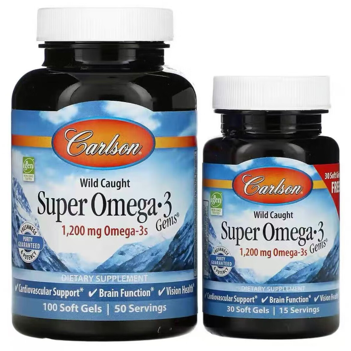 carlson美国carlson康一生野生深海鱼油omega3欧米伽三脂肪酸软胶囊