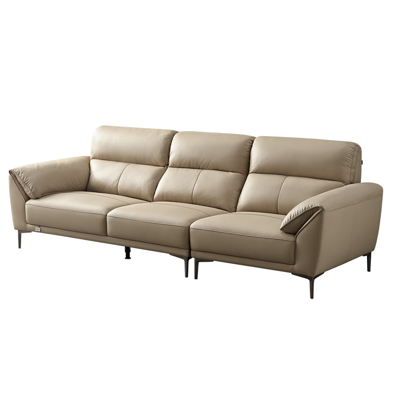 全友家居现代简约头层牛皮艺大象耳朵客厅沙发家用真皮直排式一字沙发